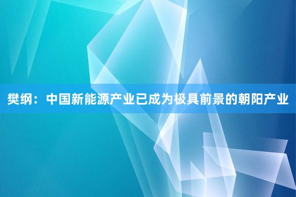 樊纲：中国新能源产业已成为极具前景的朝阳产业