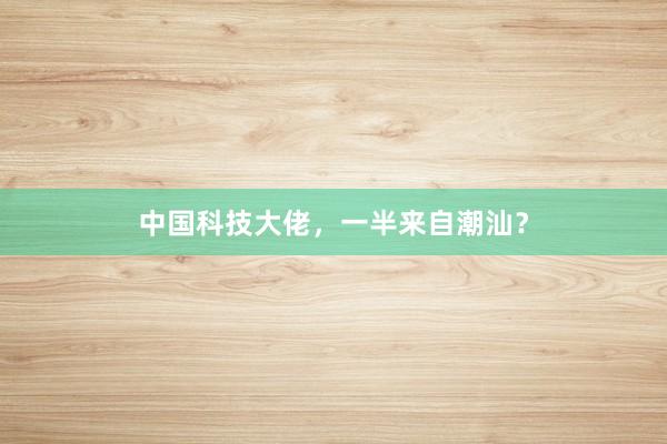 中国科技大佬，一半来自潮汕？