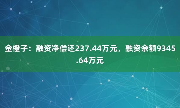 金橙子：融资净偿还237.44万元，融资余额9345.64万元