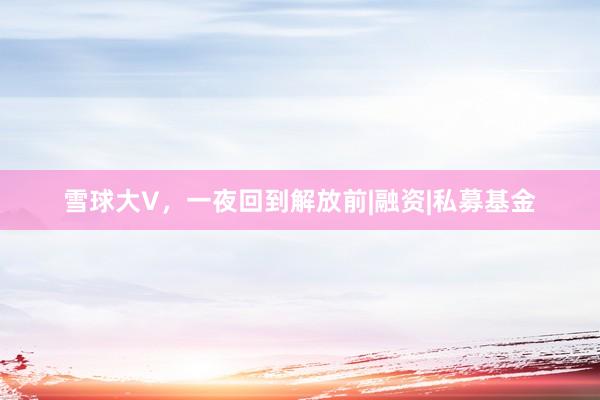 雪球大V，一夜回到解放前|融资|私募基金