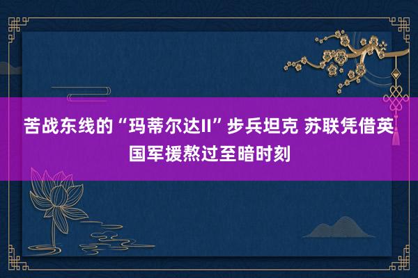 苦战东线的“玛蒂尔达II”步兵坦克 苏联凭借英国军援熬过至暗时刻