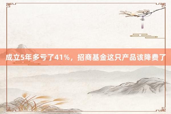 成立5年多亏了41%，招商基金这只产品该降费了