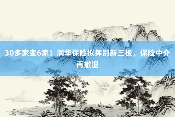 30多家变6家！润华保险拟挥别新三板，保险中介再撤退