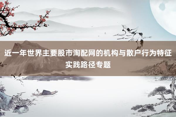 近一年世界主要股市淘配网的机构与散户行为特征实践路径专题