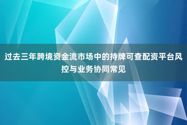 过去三年跨境资金流市场中的持牌可查配资平台风控与业务协同常见