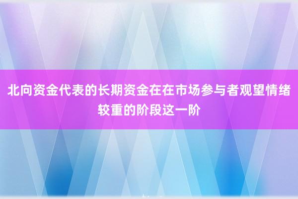 北向资金代表的长期资金在在市场参与者观望情绪较重的阶段这一阶