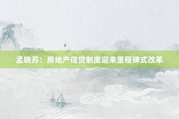 孟晓苏：房地产信贷制度迎来里程碑式改革