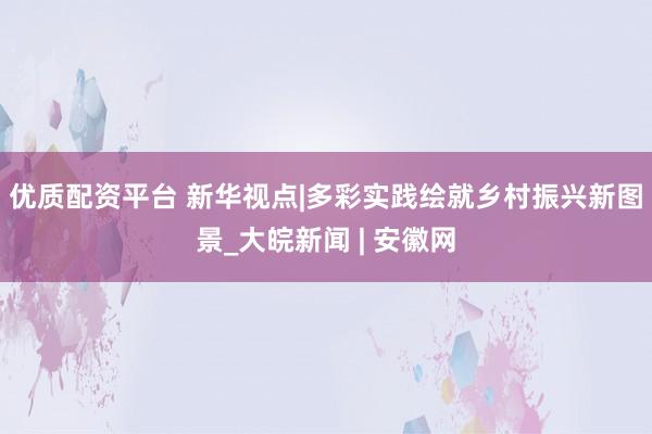优质配资平台 新华视点|多彩实践绘就乡村振兴新图景_大皖新闻 | 安徽网