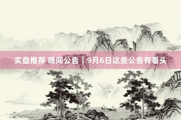 实盘推荐 晚间公告｜9月6日这些公告有看头