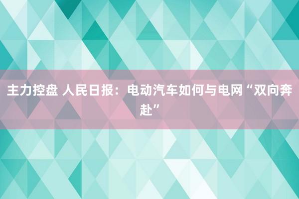 主力控盘 人民日报：电动汽车如何与电网“双向奔赴”